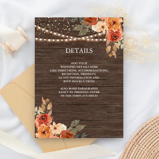 バーンウッド自然フローラテラコッタ結婚ズ詳細 エンクロージャーカード