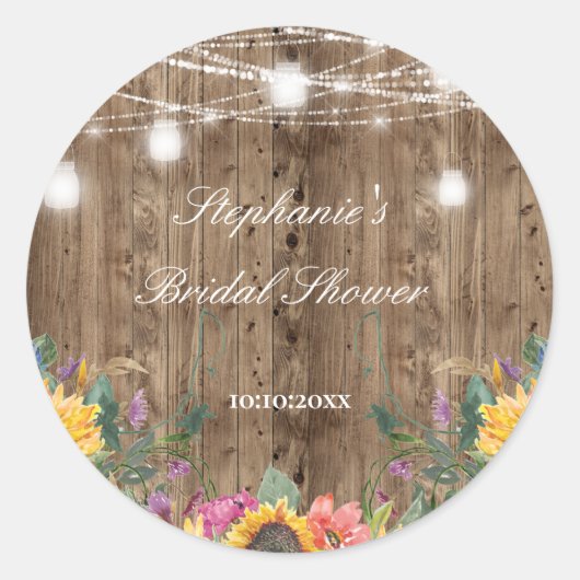 バーンウッド&サンフラワーブライダルシャワー ラウンドシール (正面)