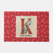 バーンウッド&バンダナレターパーソナライズされたK ドアマット (正面)