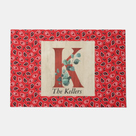 バーンウッド&バンダナレターパーソナライズされたK ドアマット