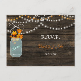 バーンウッド・メイスン・ジャース秋の結婚式RSVP インビテーションポストカード