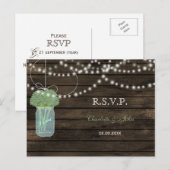 バーンウッド・メイソンのJarsセージ結婚式RSVP インビテーションポストカード (正面/裏面)