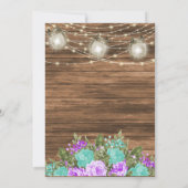 バーンウッド、メイソン・ジャーズ・アンド・ティール(緑がかった色)、紫フローラ 招待状 (裏面)