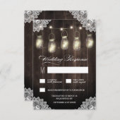 バーンウッド&レースメイスンジャールウェディングRSVPカード 出欠カード (正面/裏面)