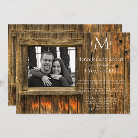 バーンウッド 5周年結婚記念日 招待状 (正面/裏面)