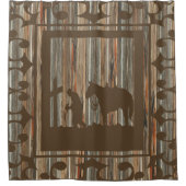 バーンウ祈ィードの背景を持つ西部のカウボーイ シャワーカーテン (正面)