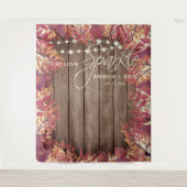 バーンウ素朴ィードストリングライトフローラ秋の結婚式 タペストリー (正面)