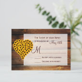 バーンウ素朴ッドヒマワリハートブー結婚ケズ 出欠カード (スタンド正面)