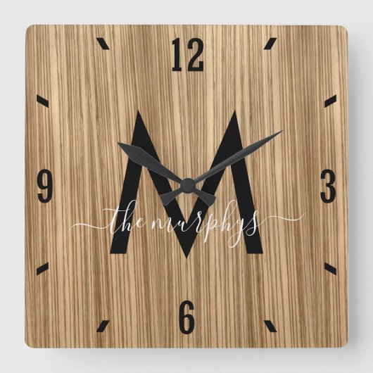 バーンウ素朴ッドファームハウスモノグラム スクエア壁時計 (正面)