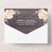 バーンウ素朴ッドフローラピーチクリーム金ゴールド結婚ズ オールインワン招待状 (裏面)