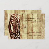 バーンウ素朴ッドホースウェディングRSVPカード 出欠カード (正面/裏面)