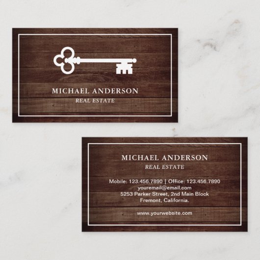 バーンウ素朴ッドヴィンテージアンティーク実在鍵エステート 名刺 (正面/裏面)