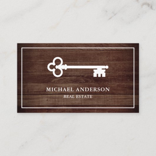 バーンウ素朴ッドヴィンテージアンティーク実在鍵エステート 名刺 (正面)