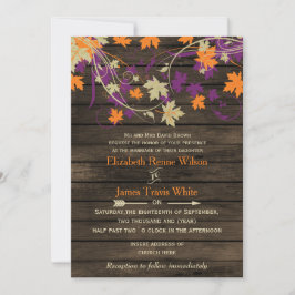 バーンウ素朴ッド秋プ葉ム結婚ズ 招待状