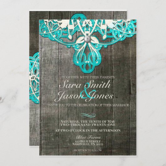 バーンウ素朴ッド結婚式招待状 招待状 (正面/裏面)