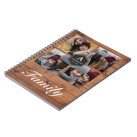 バーンウ素朴ッド4写真ズファミリーフォトコラージュ ノートブック (左側)