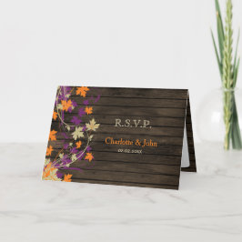 バーンウ素朴ム紅葉結婚式RSVP 招待状