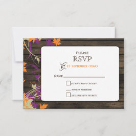 バーンウ素朴ム離れ秋の結婚式RSVP 出欠カード