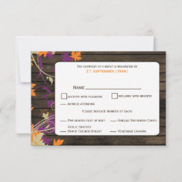 バーンウ素朴ム離れ秋の結婚式RSVP 出欠カード