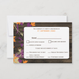 バーンウ素朴ム離れ秋の結婚式RSVP 出欠カード