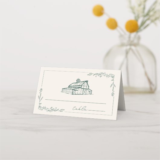 バーンエメ素朴ラルドグリーンファーム秋の結婚式 プレイスカード (正面)