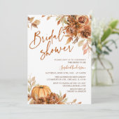 バーンオレンジオータムカボチャ秋ブライダルシャワー 招待状 (スタンド正面)