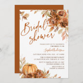 バーンオレンジオータムカボチャ秋ブライダルシャワー 招待状 (正面/裏面)