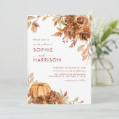 バーンオレンジカボンプキンオータムフローラ秋の結婚式 招待状 (スタンド正面)