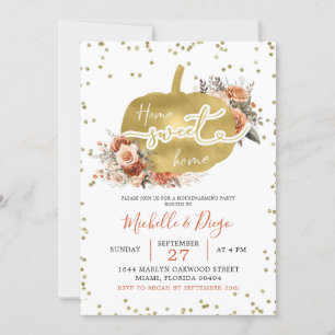 バーンオレンジカボンプキンホームスウィートホーム引っ越し祝いパーティー 招待状