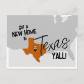 バーンオレンジニューホームインテキサス州Y'all Moving ポストカード (正面)