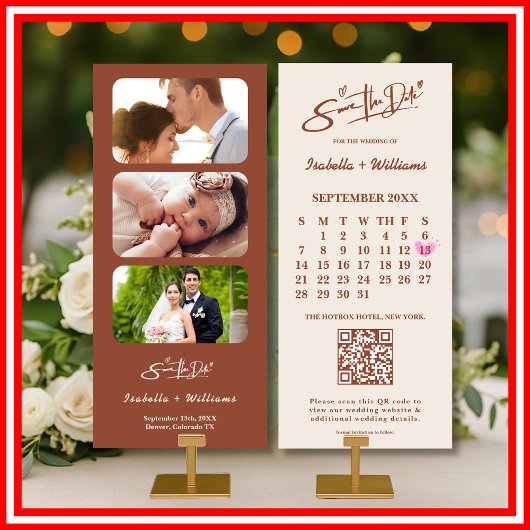 バーンオレンジ・ボホテラコッタ結婚式Save The Date