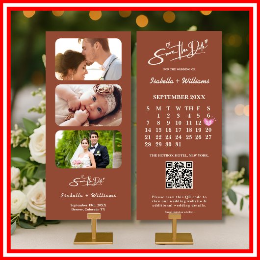バーンオレンジ・ボホテラコッタ結婚式Save The Date