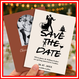バーンオレンジ・ボホテラコッタ結婚式Save The Date セーブザデート