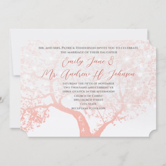 バーンオーランドコーラルフォレストタイポグラフィ結婚ズ 招待状 (正面)