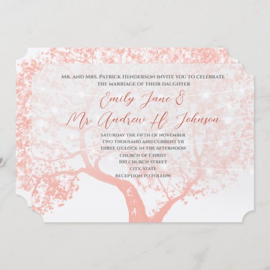 バーンオーランドコーラルフォレストタイポグラフィ結婚ズ 招待状 (正面/裏面)