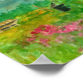 バーンカントリーランドスケープスイートピースウォーターカラーアート ポスター (角)