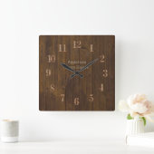 バーンカントリー素朴ハウスウッドパネルファームハウス スクエア壁時計 (ホーム)