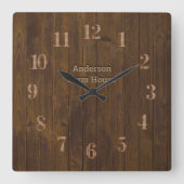 バーンカントリー素朴ハウスウッドパネルファームハウス スクエア壁時計 (正面)