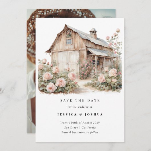 バーンザデイトファームハ素朴ウスフローラ 招待状 (正面/裏面)