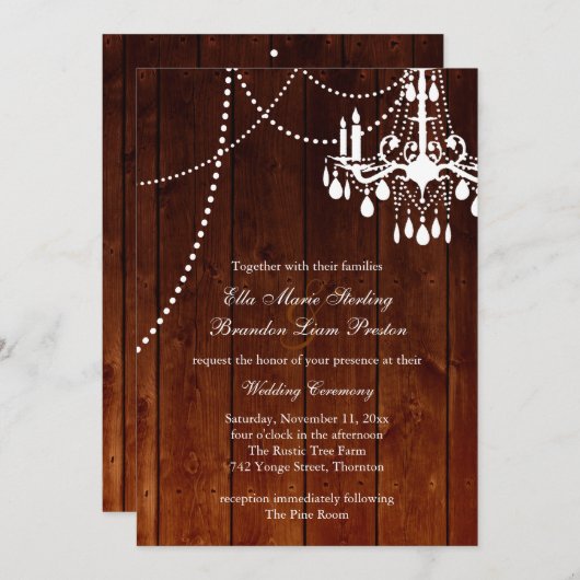 バーンシグラデーションャンデリア結婚式招待状 招待状 (正面/裏面)