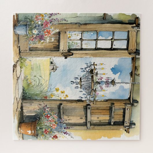 バーンシャンデリアアンドファームビューフローラウォーター色 ジグソーパズル (横)