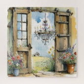 バーンシャンデリアアンドファームビューフローラウォーター色 ジグソーパズル (縦)