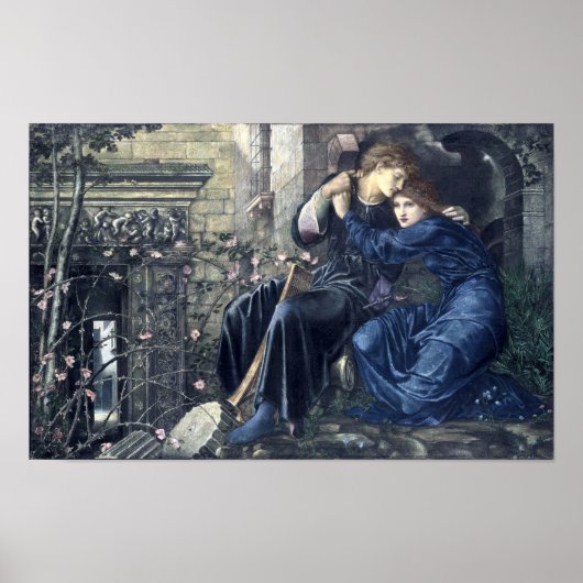 バーンジョーンズによる遺跡の間の愛(1873年) ポスター (正面)