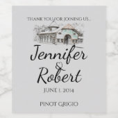 バーンスケッチカントリーウェディングワインラベル ワインラベル (シングルラベル)