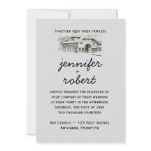 バーンスケッチカントリーウエディング招待状