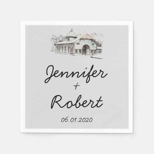 バーンスケッチ結婚ズナプキン スタンダードカクテルナプキン (正面)