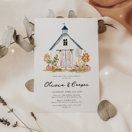 バーンスタイル素朴ファームハウスリハーサルディナー 招待状