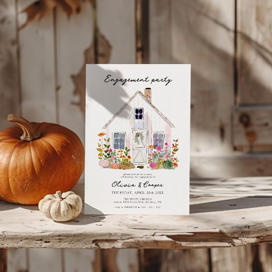 バーンスタイル素朴ファームハウス婚約パーティ 招待状