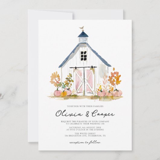 バーンスタイル素朴ファームハ結婚ウス 招待状 (正面)