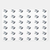 バーンスワロー飛んでいるイラストレーションホワイト ラッピングペーパーシート (正面2)